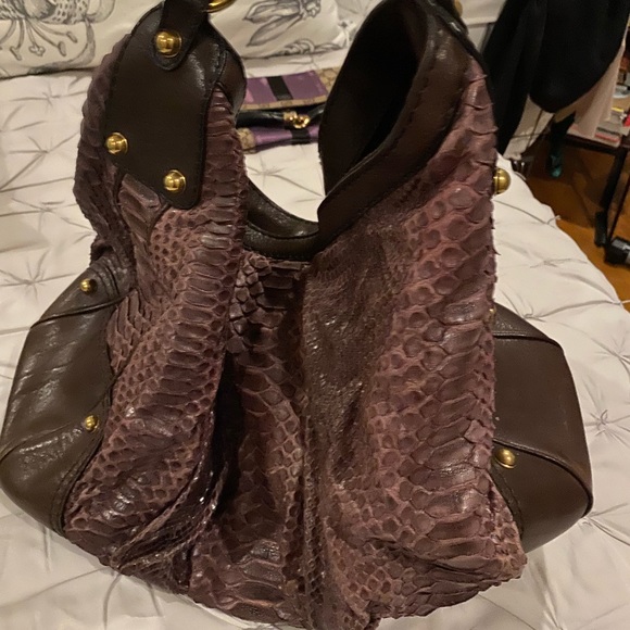 GUCCI PYTHON REAL SNAKE SKIN XL HORSEBIT HOBO HANDBAG BAG - Picture 2 of 7